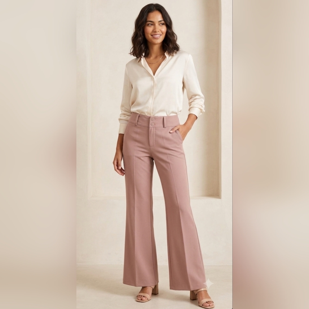 *NWOT* Geordel Mauve Taupe Low Rise Flare Dress Pants Size L
